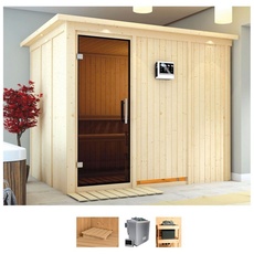 Bild von Sauna »Gitte«, (Set), 9-kW-Bio-Ofen mit externer Steuerung beige