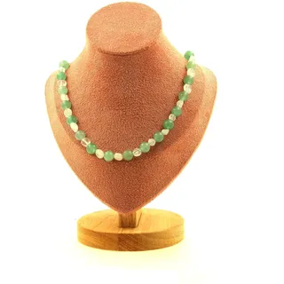 Halskette Perlen Stein Mond Indien + Aventurine 8 MM Kette Stahl Halskette