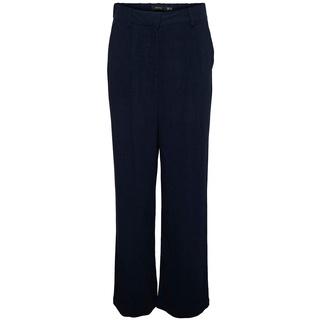 Vero Moda Women's VMTIRAVER MR Wide Linen Pants Hose, Navy Blazer, MW / 30L