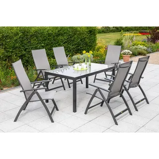 Merxx Vicenza Set 7-tlg. Tisch 150x 90 cm graphit/diamantbraun