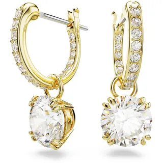 Swarovski Stilla Drop-Ohrhänger, Rundschliff, Weiß, Goldlegierungsschicht