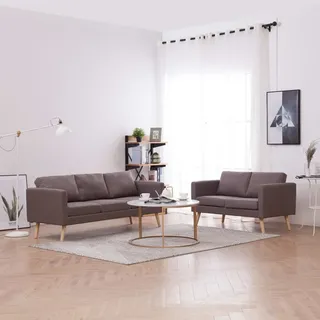 vidaXL 2 tlg. Sofagarnitur Stoff Taupe - Sofa - Sofas - Sofagarnitur - Sofagarnituren