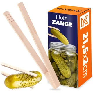 KADAX Gurkenzange 21,5 cm, Grillzange aus Holz, Küchenzange für Grill, Kochen, Braten und Servieren von Speisen, Holzzange für Gurken, Holzgrillzange, Kochzange