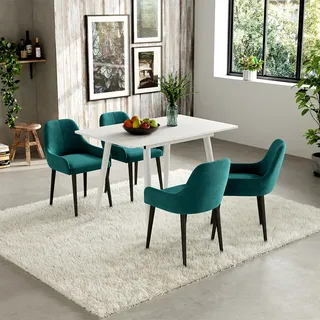 Vicco Esstisch Beaver, 80 x 70 cm ausziehbar, Weiß - Weiß