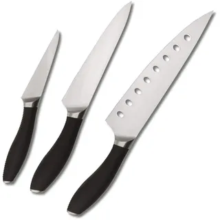 Circulon - 3-teiliges Messerset - Japanischer Edelstahl - Antihaft-Klingen - Strukturierte Griffe - Professionelles Messerset, Silber