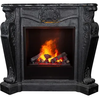 Xaralyn Wasserdampf-Kamin - Louis EC6-B - weiß Naturstein - mit Fernbedienung - Opti-Myst Elektrokamin - Kaminsims inklusive Einbaukamin - Dekokamin - Schwarz