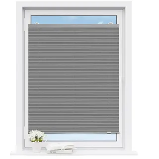 WOLTU Plissee ohne Bohren mit Saugnäpfen, Faltrollo Plisseerollo innen lichtdurchlässig, Sonnenschutz für gängige Fenster Dachfenster Balkontüren, 50x130 cm, Grau