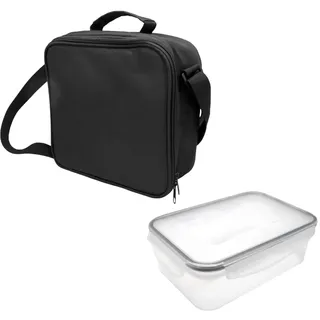 NERTHUS FIH 1506 Thermo-Lunchbox schwarz mit luftdichtem Behälter 1 l, Lunchbox mit isoliertem Innenfutter, leicht zu reinigen, mit Griff, ideal für Arbeit und Büro