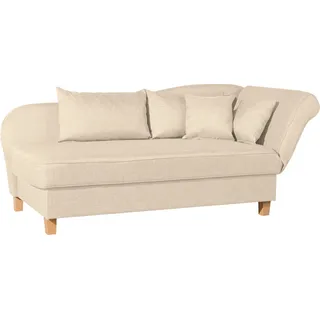 Max Winzer Max Winzer® Recamiere »Saturn mit verstellbarer Armlehne und Bettkasten, bequem zum Relaxen«, Armlehne links oder rechts, inkusive 4 Kissen, beige