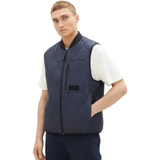 TOM TAILOR Denim Herren 1036188 Quilted Steppweste mit Bomberkragen, 10668-sky Captain Blue, L