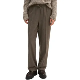 Schlupfhose MARC O'POLO "relaxed aus recyceltem Polyester-Viskose-Mix", Damen, Gr. 36, braun (weiß, neutral), Hosen Schlupfhose, Glencheck, Pull-on