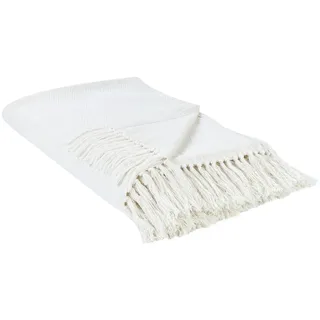 Beliani Decke Weiß 150/200 cm Ampara , Textil , 150x200 cm , Heimtextilien, Wohntextilien, Decken