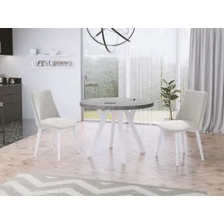 WFL GROUP Designer Ausziehtisch 100 x 76 x 100 cm grau