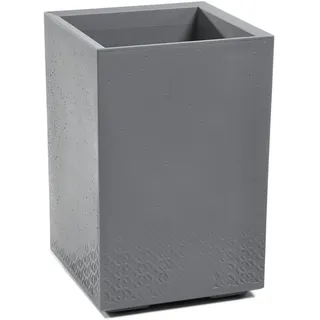 LAMELA Pflanzkübel mit Rollen Höhe 60 cm, 36L – Blumentopf aus Kunststoff in Betonoptik – Übertopf mit Wasserablauf – Modern für Innen & Außen - Wetterfest & Pflegeleicht, Grau