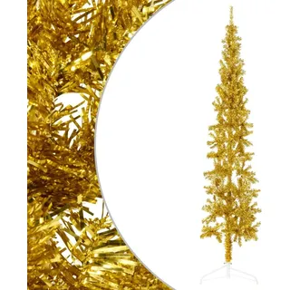 The Living Store Künstlicher Halb-Weihnachtsbaum mit Ständer Schlank Gold 240 cm - Gold