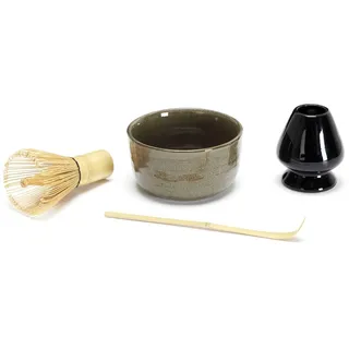 COOK CONCEPT Matcha-Tee-Set Bambusbesen Schale und Löffel Grün | Matcha-Tee-Set aus Bambus und Keramik, Chasen-Besen, Schale und Löffel, traditionelle Zubereitung, grün, braun und schwarz