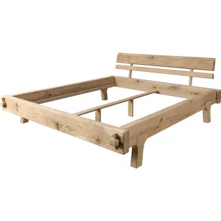 MASSIVMOEBEL24.DE Balkenbett Eiche 200x200 natur geölt OAK HEART #04