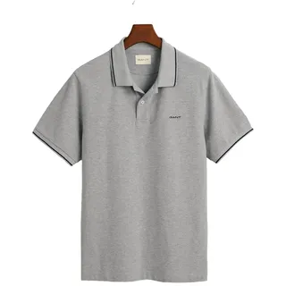 Gant Tipped Piqué Kurzarm-poloshirt - Grey Melange - 2XL