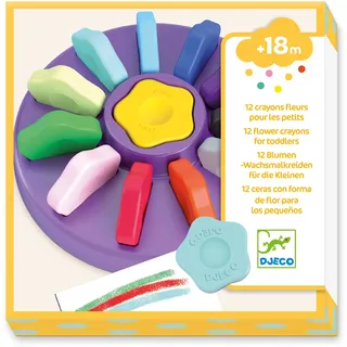 DJECO Farben für Kinder 12 in Blumenform (39005), mehrfarbig, 1 Stück