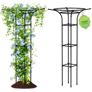 MYMULIKE Rankhilfe für Kletterpflanzen, 165cm Höhenverstellbarer Pilzkopf-Pflanzenstütze, Rostfreie Metall-Rankhilfe für Rosen, Tomaten, Gurken, Blumen, Garten-Obelisk-Rankhilfe für Topfpflanzen
