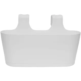 Engelland 1 x Blumenkasten zum Auf-Hängen, Farbe: Weiß, Blumentopf, oval, Balkon, Übertopf, Pflanzkasten, mit Wasserspeicher/Wasserauffangschale