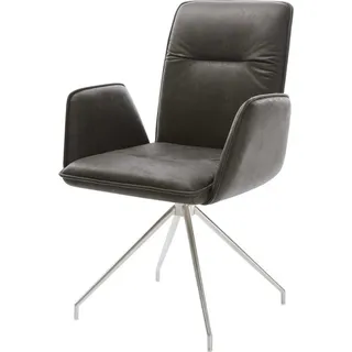 DeLife Esszimmerstuhl Vinja-Flex Mikrofaser Anthrazit Vintage Kreuzgestell konisch Edelstahl