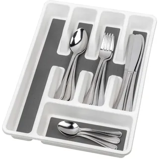 WENKO Besteckkasten »Anti-Rutsch 5 Fächer« Set, 2 Stk. tlg. für Schubladen, getrennte Aufbewahrung von Messern, Gabeln, Löffeln, grau