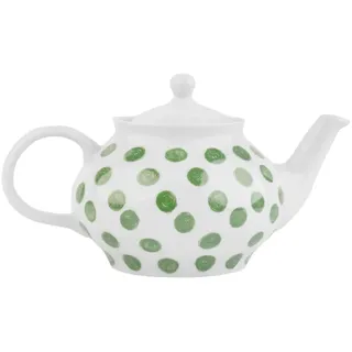 Sallys Porzellan Teekanne - obere Kanne - Olivgrün gepunktet