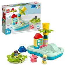LEGO DUPLO Wasserrutsche Set, Badespielzeug für Kleinkinder ab 2 Jahren, mit schwimmender Insel, Schildkröte und Seestern-Tierfiguren, leicht zu reinigendes Badewannen-Wasser-Spielzeug 10989