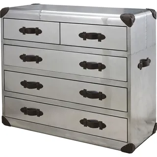 Kommode Anrichte Schrank Schubladen Retro Vintage Flieger Flugzeug Aviator Neu - Silber