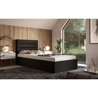 Polsterbett SIERRA MINI mit Behälter und Metallrahmen 90x200 Jasmine 100 - Schwarz