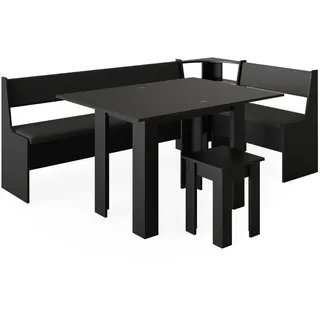 Vicco Eckbankgruppe Roman Schwarz 210 x 120 cm mit Tisch, Model 40261 - Schwarz