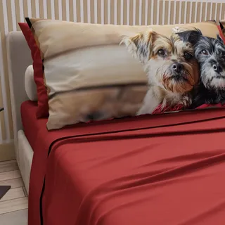 PETTI Artigiani Italiani - Bettwäsche Tiere mit Hunden aus Baumwolle mit Kissenbezügen im Digitaldruck, Bettwäsche für französisches Bett, 100% Made in Italy
