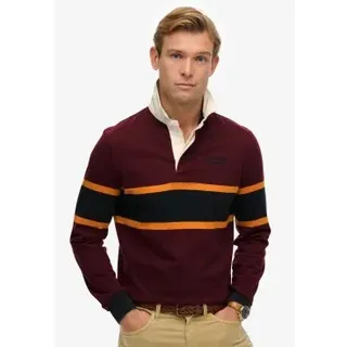 Superdry für Herren. M6010909A PoloVintage Athletic Stripe Rugby kastanienbraun (XL), Lässig, Baumwolle, Langarm