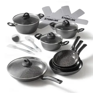 Stoneline Kochgeschirr SET 16-Teilig , Grau , Metall , Kochgeschirr, Pfannen