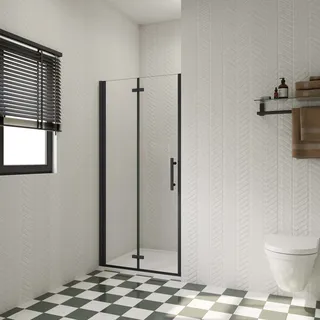 B.100cmxH.185cm Schwarz Nischentür Falttür Pendeltür Duschabtrennung Drehtür 6mm ESG Nanoglas Duschkabinen - Schwarz