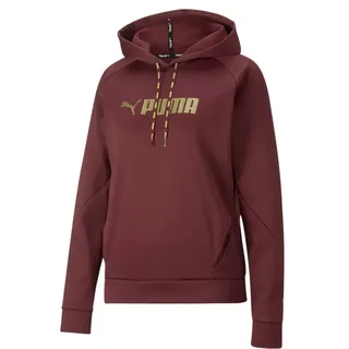 PUMA FIT PWR Fleece PO Training Hoodie Damen aubergine S - Braun