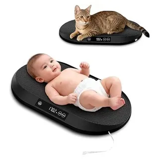 Babywaage, Max. 40 kg / 5 g Genauigkeit, Baby Waage mit Auto-Hold & Tara, Integriertes 150 cm Maßband, 5 Gewichtseinheiten, Multifunktionale Waage für Babys, Katzen, Welpen und Kleine Haustiere