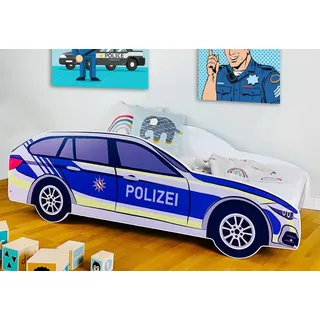 Kids Collective Kinderbett Autobett Polizei 70 x 140 cm Holz blau