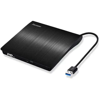 Pecosso Externe CD/DVD Laufwerk USB 3.0, Portable Slim ,RW Brenner für alle Laptops/Desktop; PC unter Windows 7/8/10 und Mac OS für Apple MacBook, MacBook Pro, MacbookAir, iMac(Schwarz)