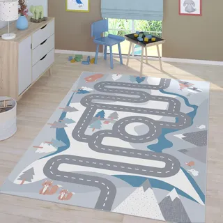 TT Home Kinderzimmerteppich Teppich Junge Mädchen Kinderteppich Baby rutschfest Straße, Farbe: Creme, Größe:160x220 cm