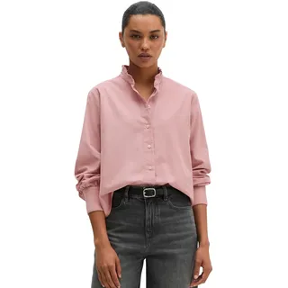 Rüschenbluse MARC O'POLO, Damen, Gr. 44, misty rose, Cord, Obermaterial: 78% Baumwolle, 22% Lyocell, unifarben, regular fit hüftlang, 1-Knopf-Manschette, Blusen Rüschenbluse, in Cord-Qualität, mit Bio-Baumwolle