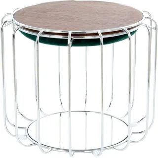 Kayoom Pouf Comfortable 110 Samt 50 x 45 x 50 cm Dunkelgrün/Silber