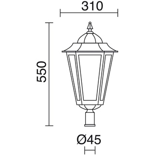 cristher elite-6 – Kopf 1 energiesparende Schwarz Matt Glas