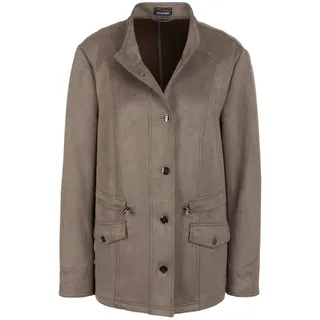 Jackenblazer GOLDNER "Blazer in weicher Velourslederoptik", Damen, Gr. 38, grün (taupe), Obermaterial: 100% Polyester PES., normal, Sonstiges, Blazer Jackenblazer, Ohne