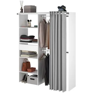 Parisot Kinderkleiderschrank Bari 1 143 x 182 cm Akazie grau/weiß