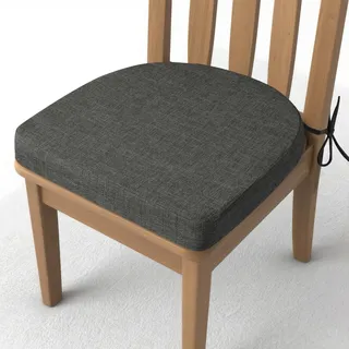AddGrace Stuhlkissen für Esszimmerstühle 43 * 40 * 5 cm Dunkelgrau 1 Stück | Rutschfeste, U-förmige Sitzkissen, mit Bändern, abnehmbarer Bezug, verdickte Schaumstoff Sitzpolster, für Küche, Esszimmer