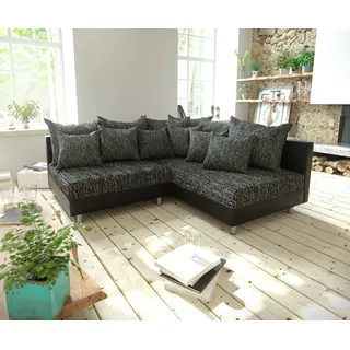 DELIFE Ecksofa Clovis Schwarz Ottomane Rechts Modulsofa erweiterbar - Schwarz