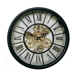 wall-art Vintage Zahnräder 46 cm 46cm Schwarz-Gold