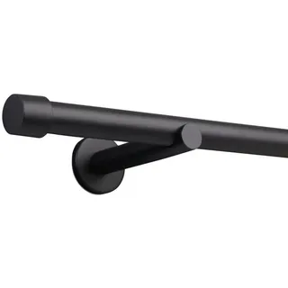 deco-raum Vorhangstange Kappe 1-läufig Ø 25 mm 130 cm Schwarz